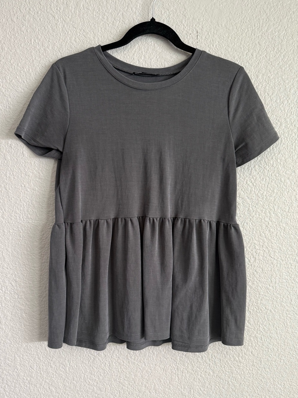 Zara peplum top gray with stretch size small